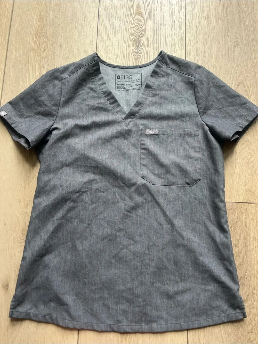 Figs Catarina Graphite Heather Gray Scrub Top Shirt Size XS